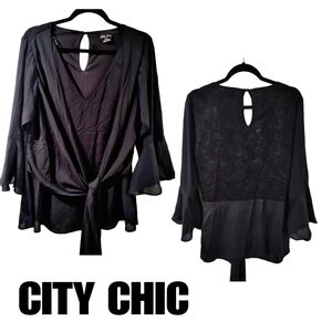 Sale NWOT CITY CHIC GORGEOUS SASH BLOUSE LACE BACK TIE SASH 👀